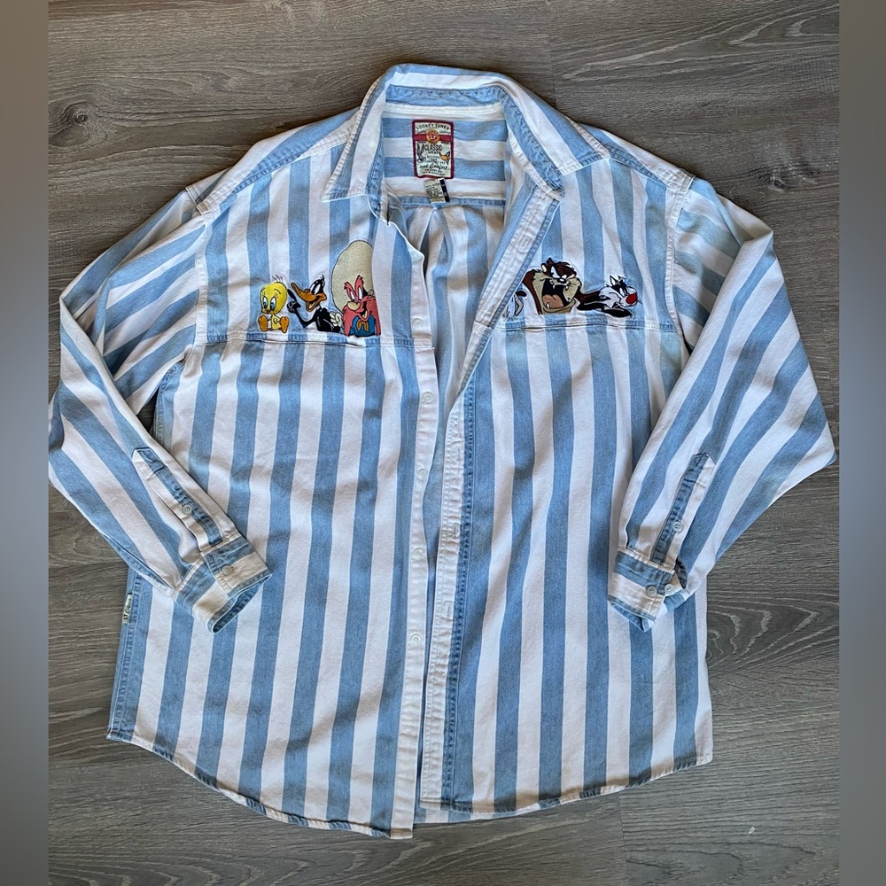 Warner Bros. | Looney Tunes Blue Striped Men's Button Down Shirt